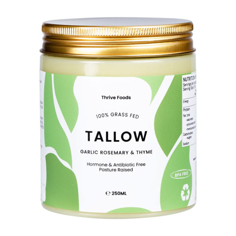 Thrive Tallow 100% Grass Fed Tallow Garlic, Rosemary and Thyme