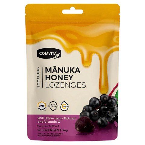 Comvita Manuka Honey Lozenges with Elderberry Extract and Vitamin C