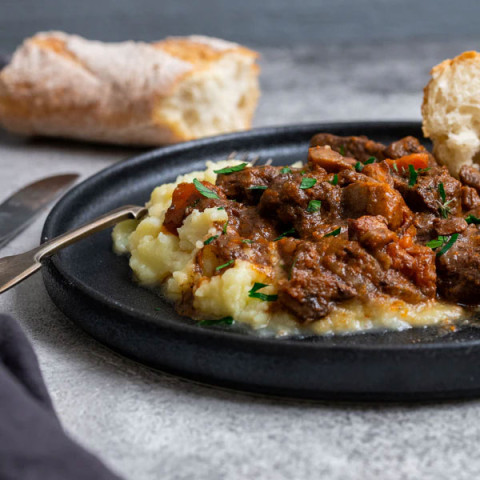 Food St Matt's Beef Bourguignon with Mashed Potatoes